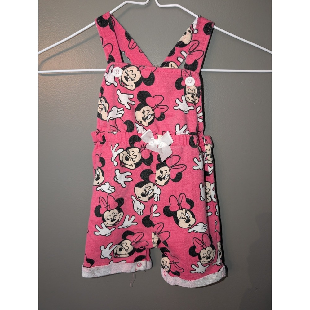 Disney Baby Girl's Minnie Mouse Sleeveless Romper Shorts Overalls Pink Size 12mo